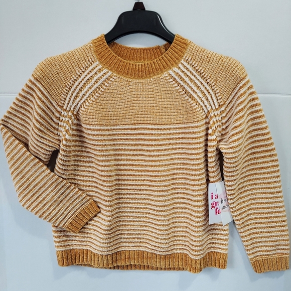 Womens Cable Knit Sweater XS Yellow Striped Round Neck Long Sleeve Stretch Soft - Picture 16 of 16